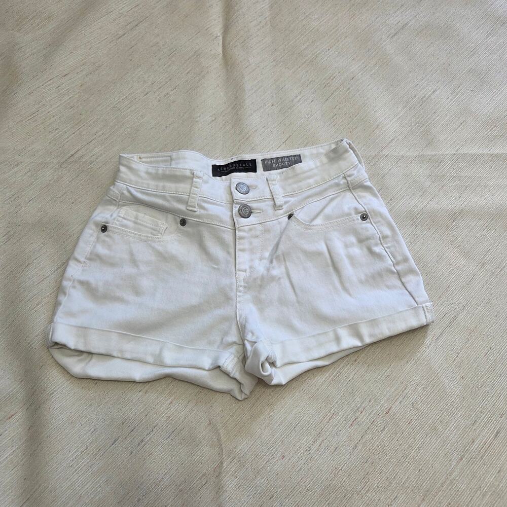 Aeropostale High Waisted Shorty white jean shorts woman's size 0